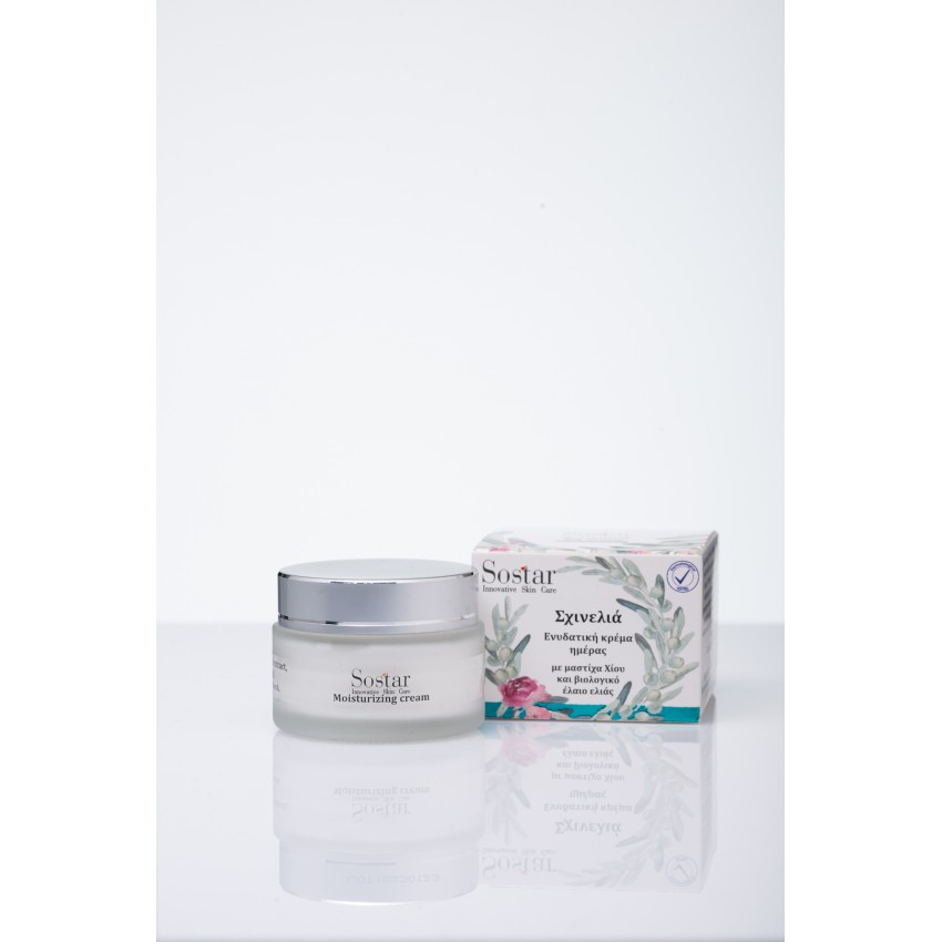 Moisturizing cream with mastic oil and olive oil