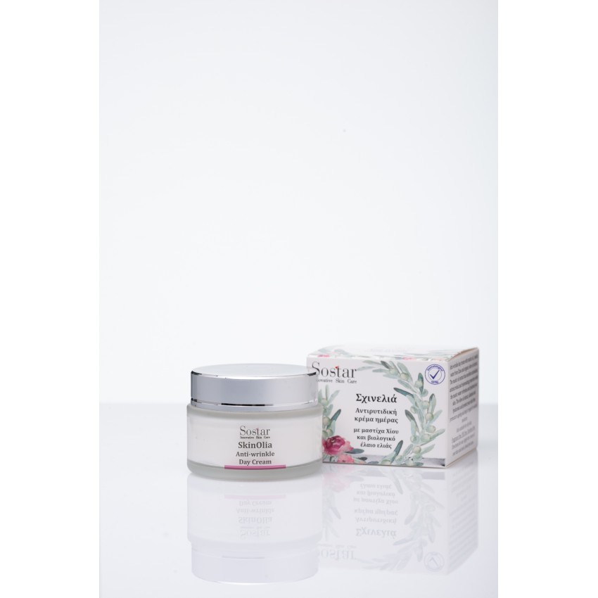 Anti-wrinkle day cream with mastic oil and olive oil